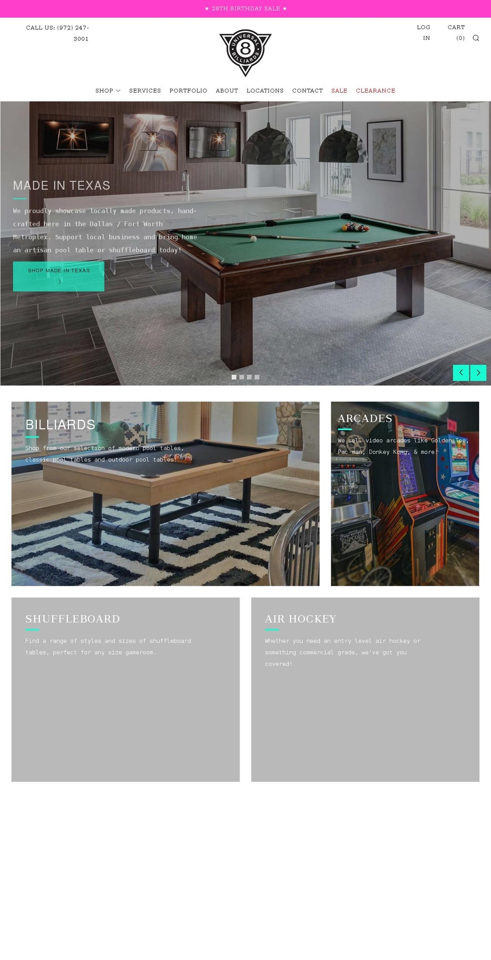 universalbilliards.com shopify website screenshot