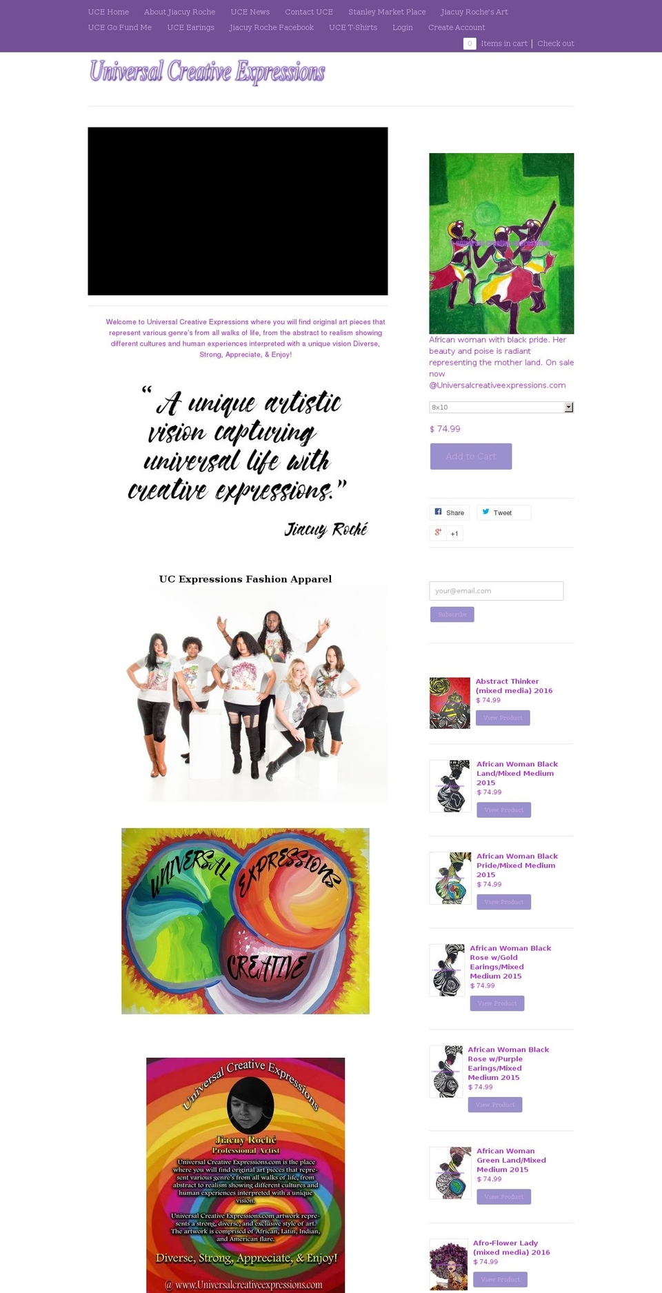 universalcreativeexpressions.com shopify website screenshot