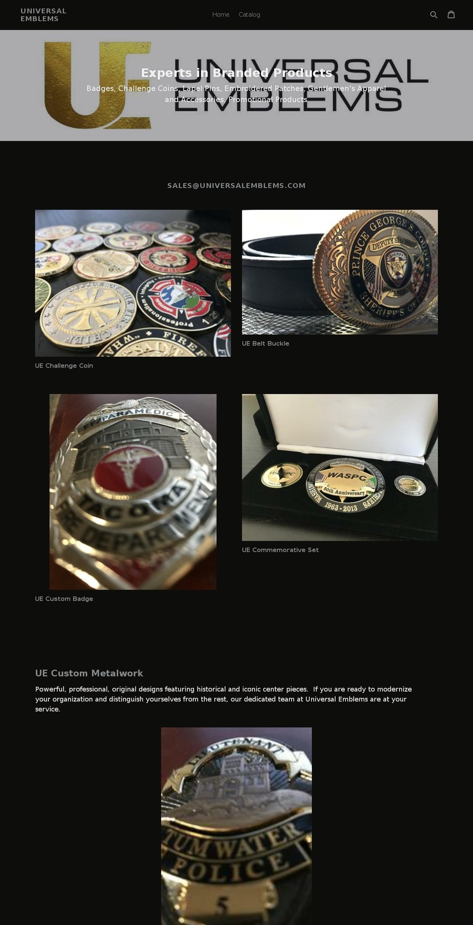 universalemblems.com — Shopify storefront screenshot