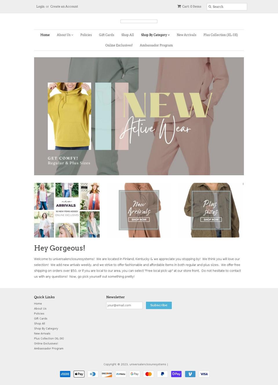 universalenclosuresystems.com shopify website screenshot