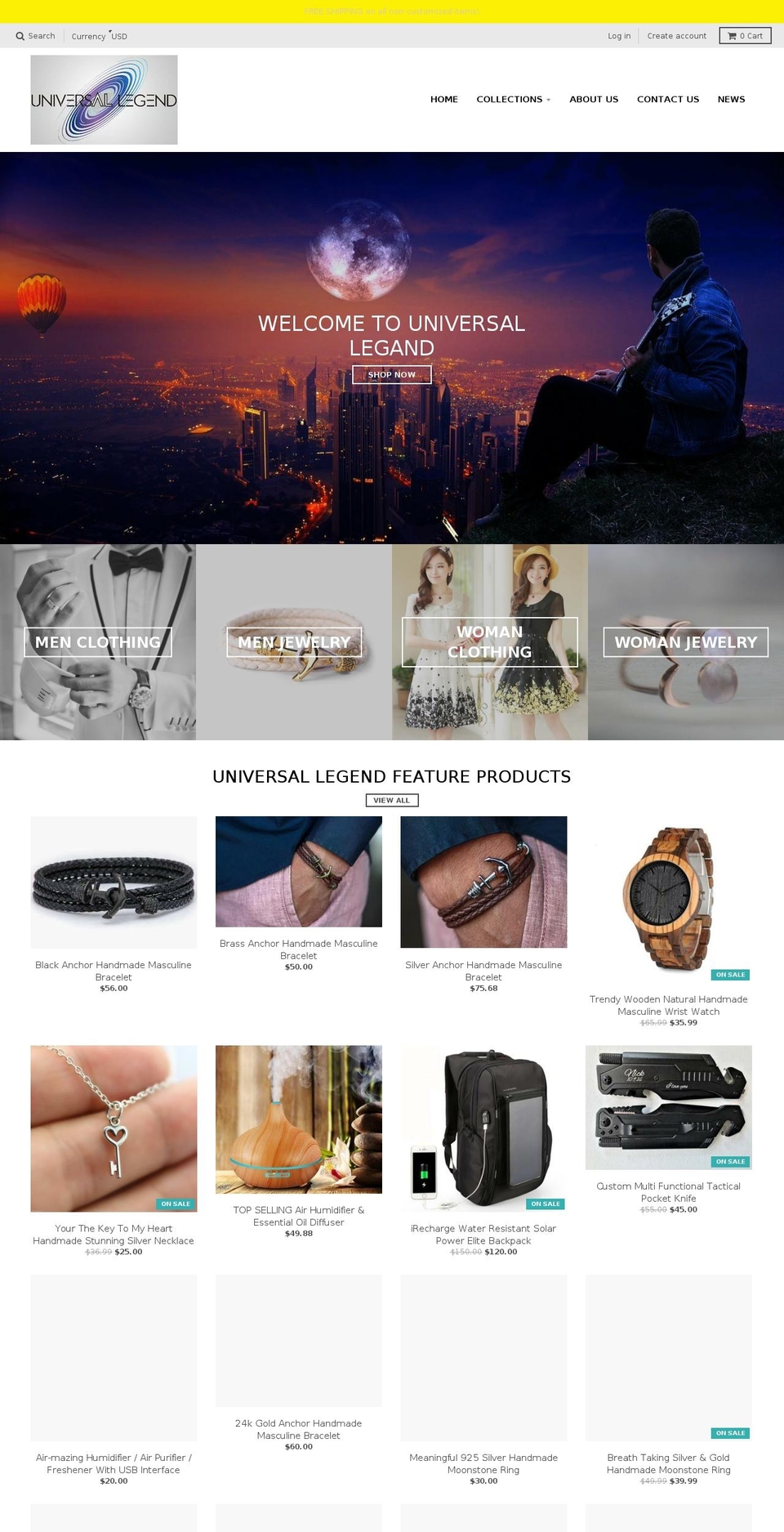 universallegend.com shopify website screenshot