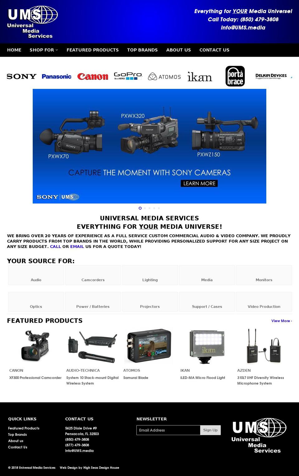 universalmediaservices.com — Shopify storefront screenshot