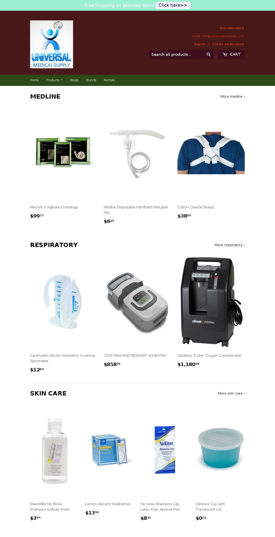 universalmedicals.com shopify website screenshot