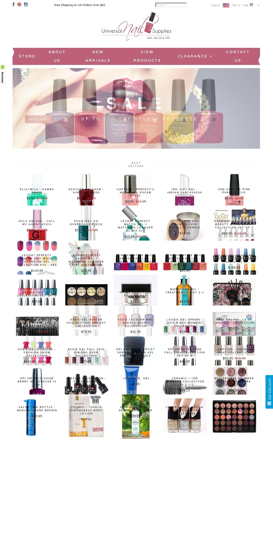 universalnailsupplies.com shopify website screenshot