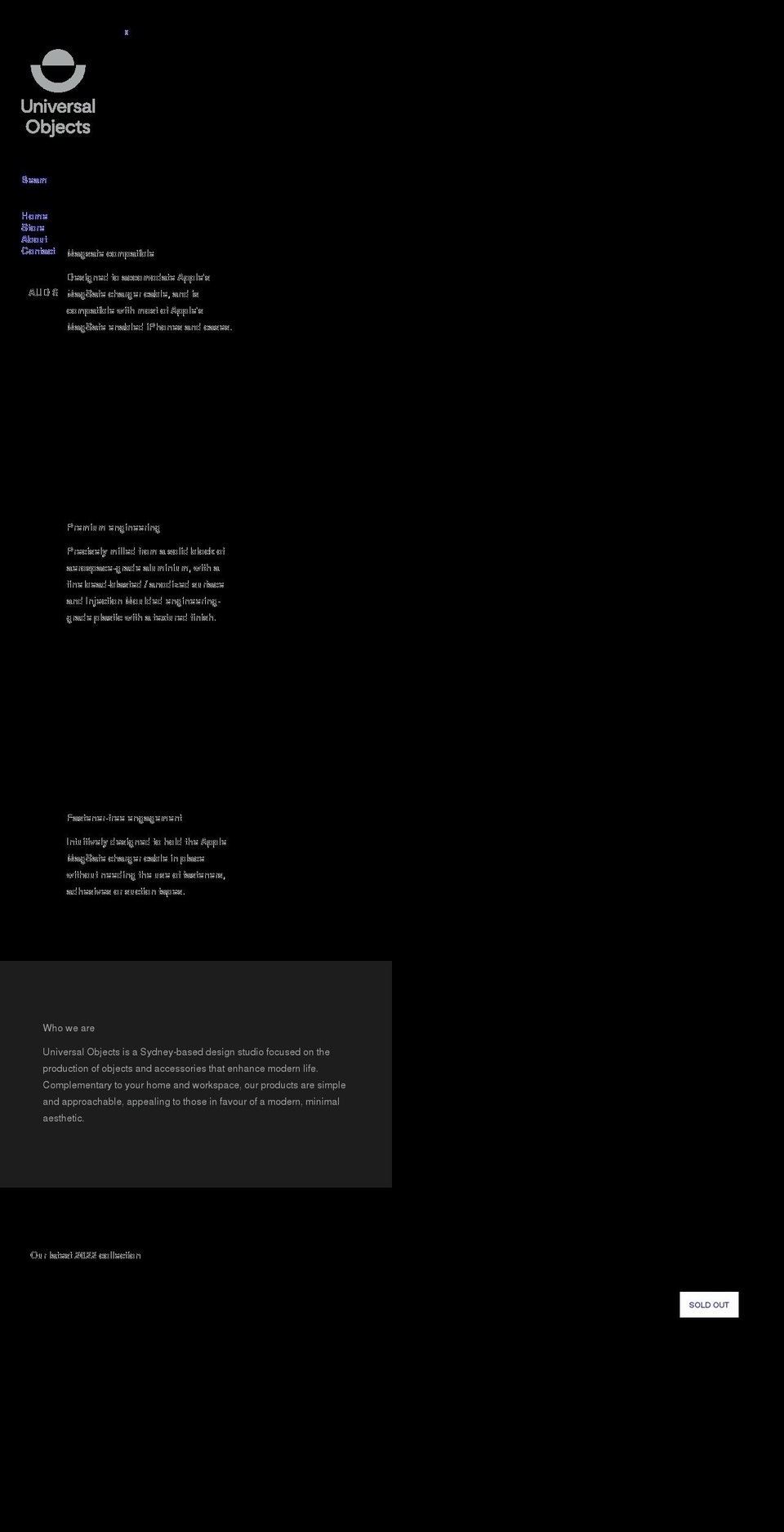 universalobjects.com shopify website screenshot