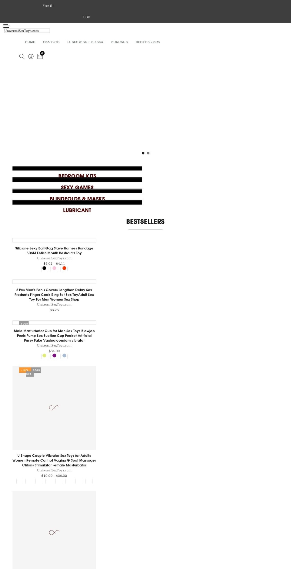 universalsextoys.com shopify website screenshot