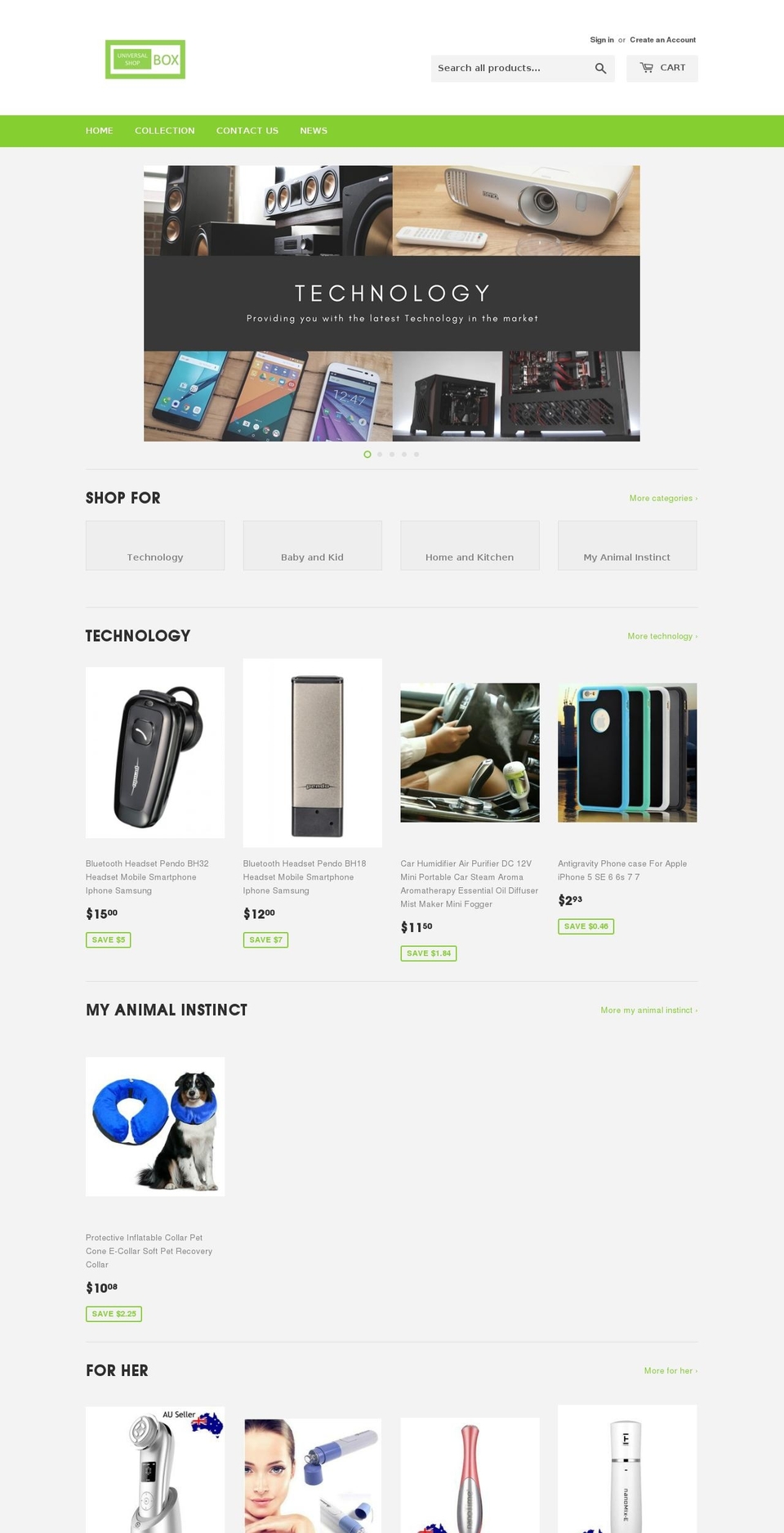 universalshopbox.com shopify website screenshot