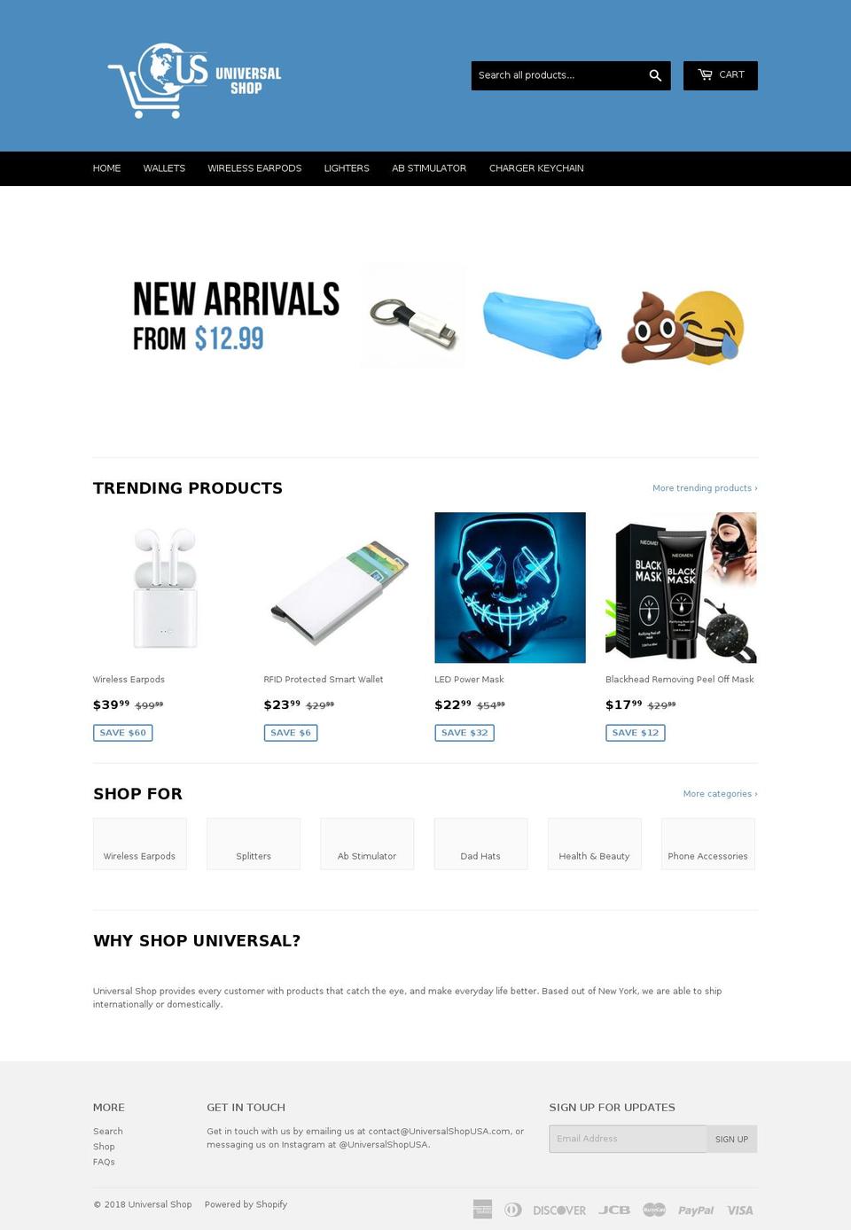 universalshopusa.com shopify website screenshot