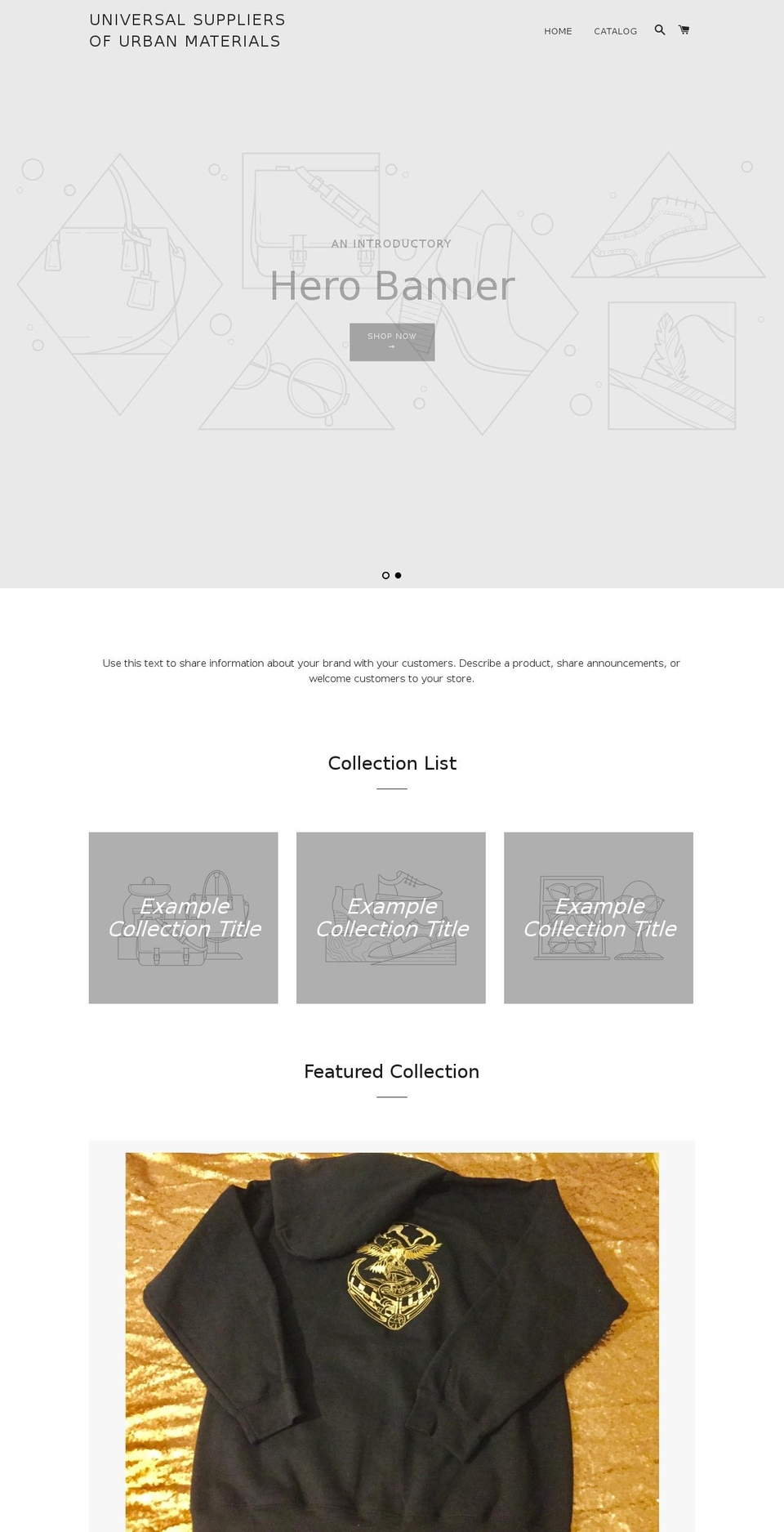 universalsuppliersofurbanmaterials.com — Shopify storefront screenshot