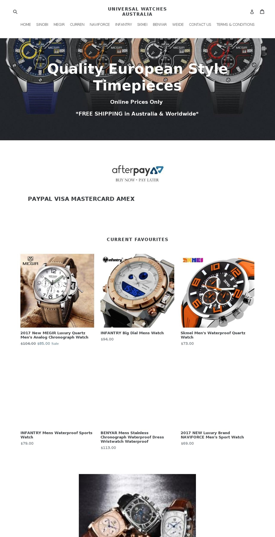 universalwatches.com.au shopify website screenshot