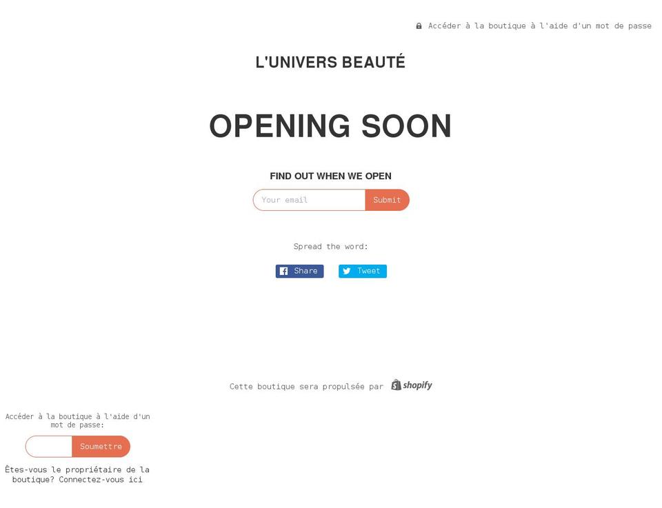 universbeaute.fr shopify website screenshot