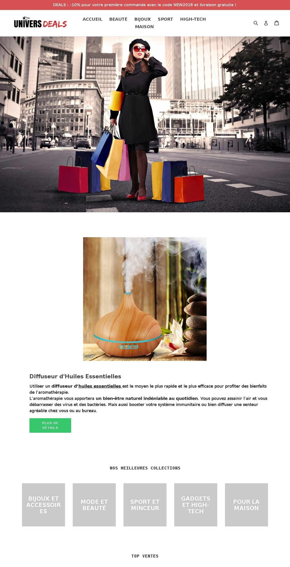 Theme 1 Shopify theme site example universdeals.com