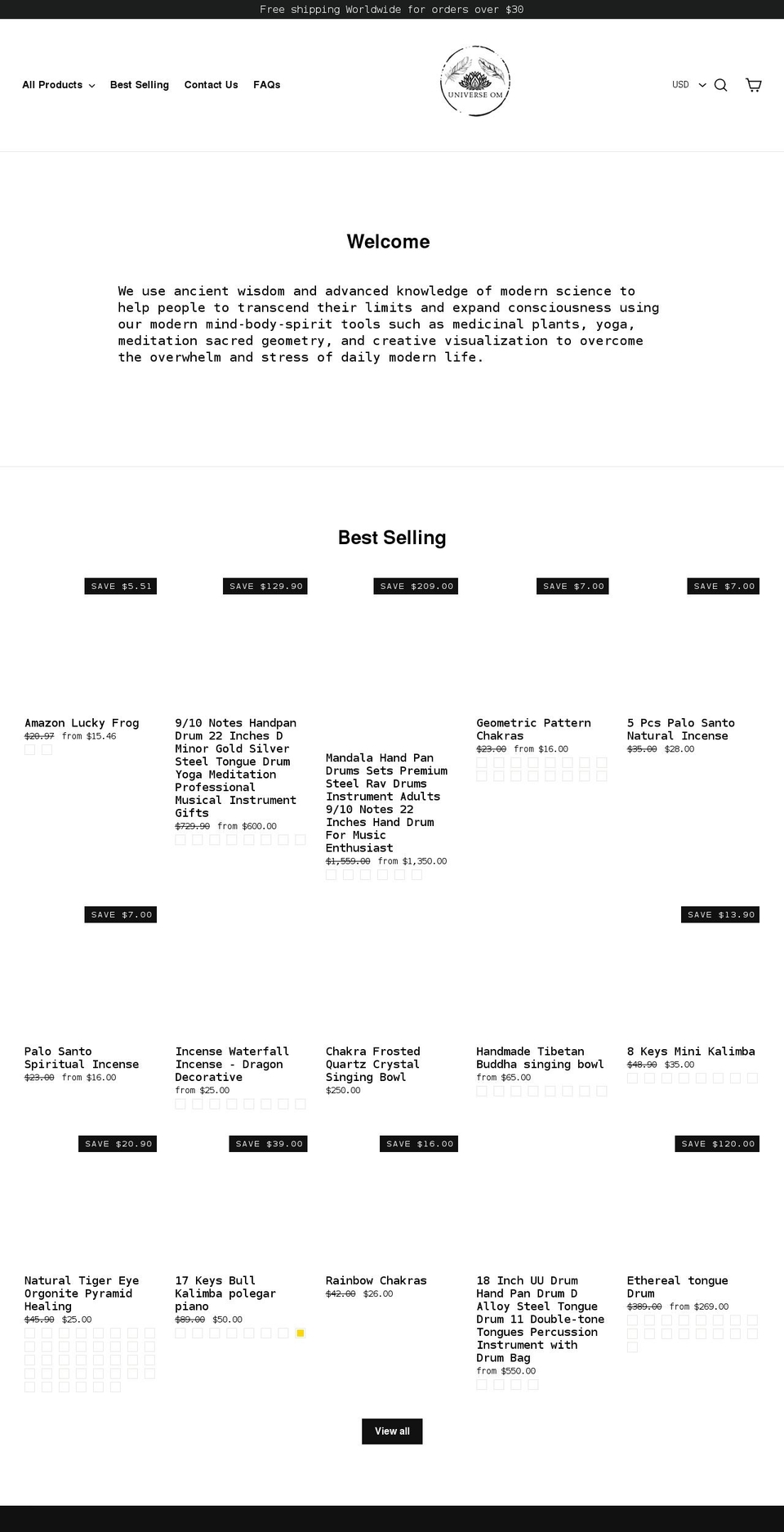 universe-om.com shopify website screenshot