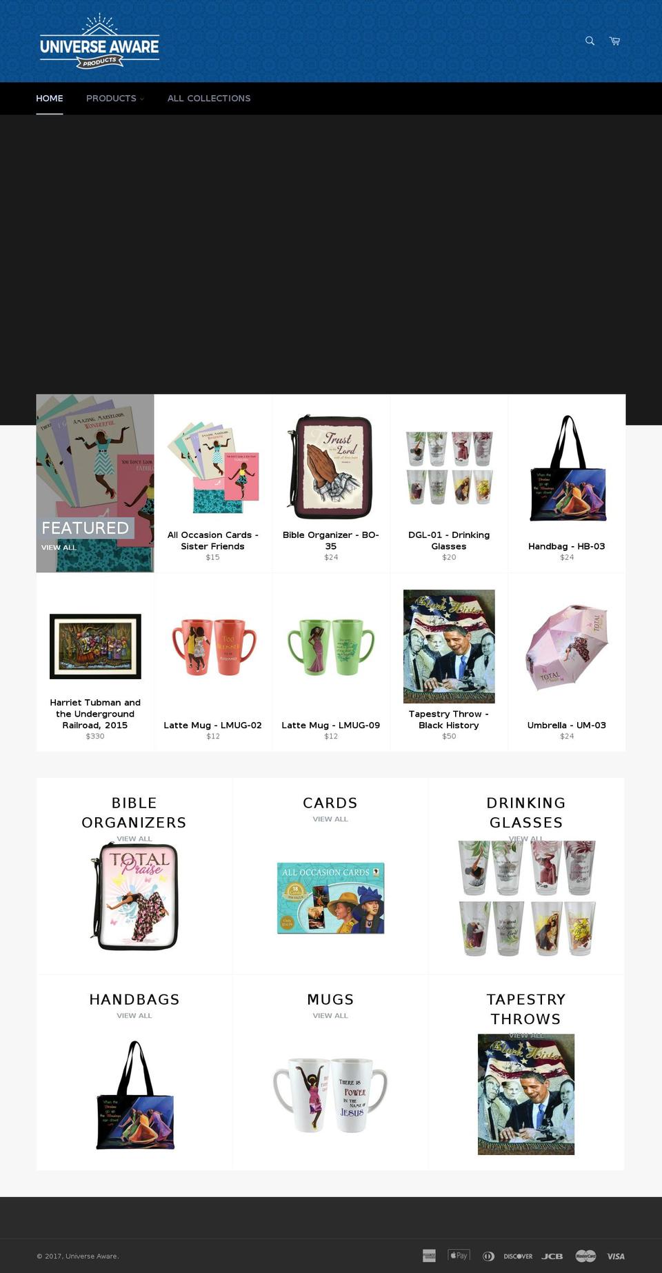 universeaware.com shopify website screenshot