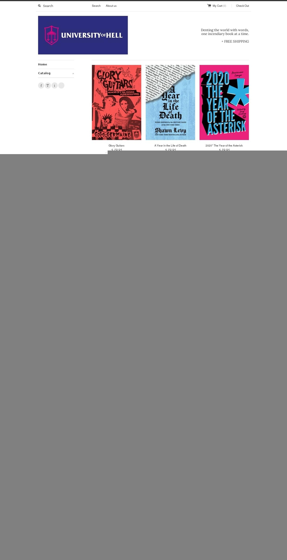 university-of-hell-press.myshopify.com shopify website screenshot