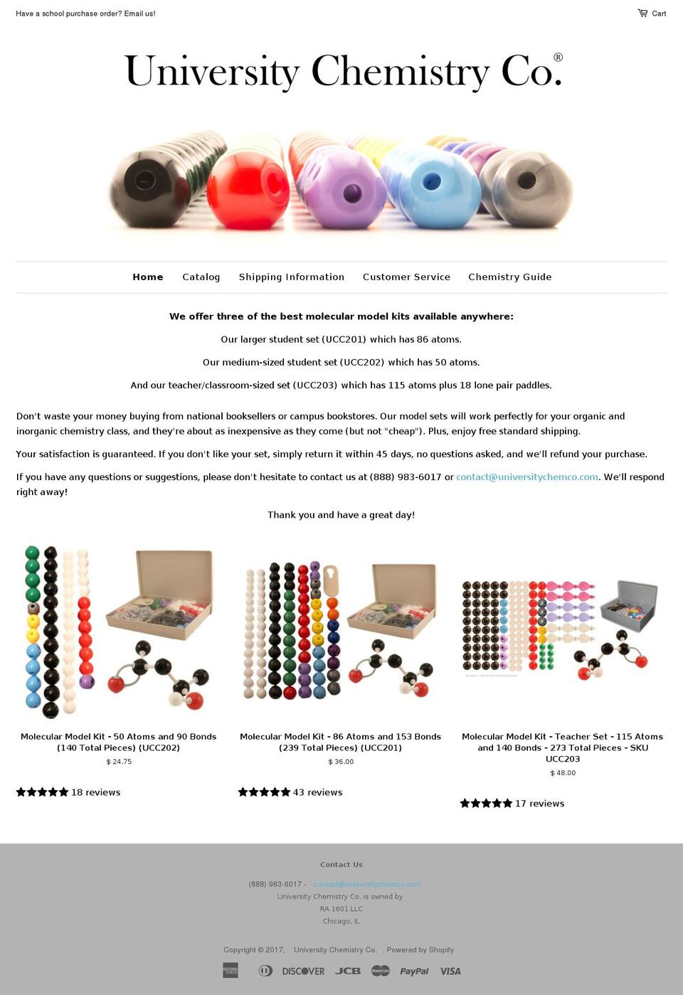 universitychemco.com shopify website screenshot