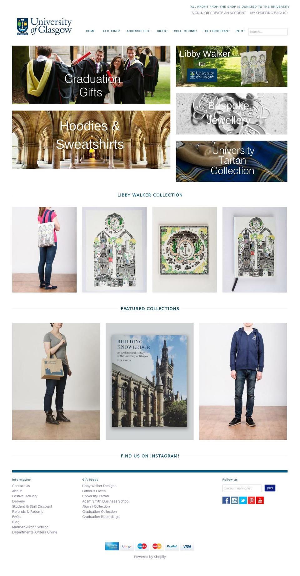 universityofglasgowshops.com shopify website screenshot