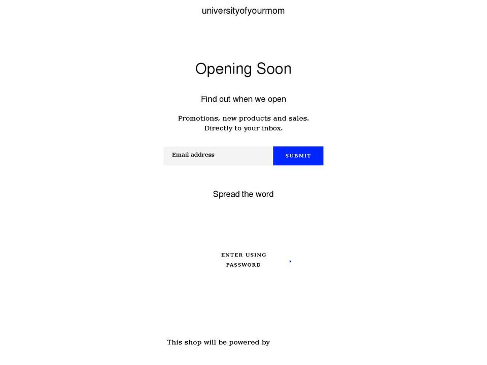 universityofyourmom.com shopify website screenshot