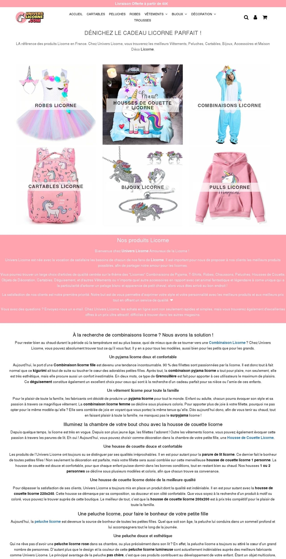 universlicorne.com shopify website screenshot
