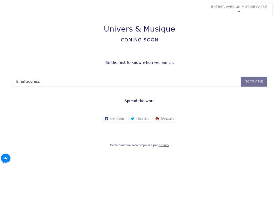 universmusique.com — Shopify storefront screenshot