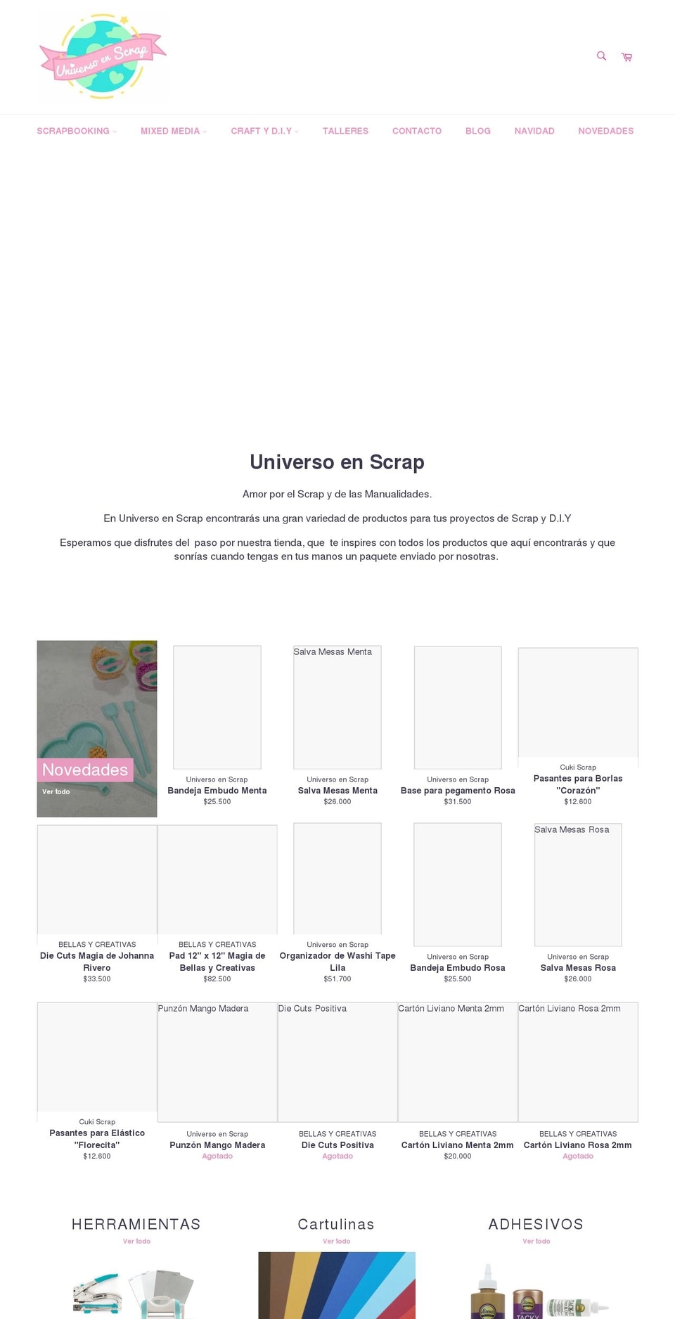 universoenscrap.com shopify website screenshot