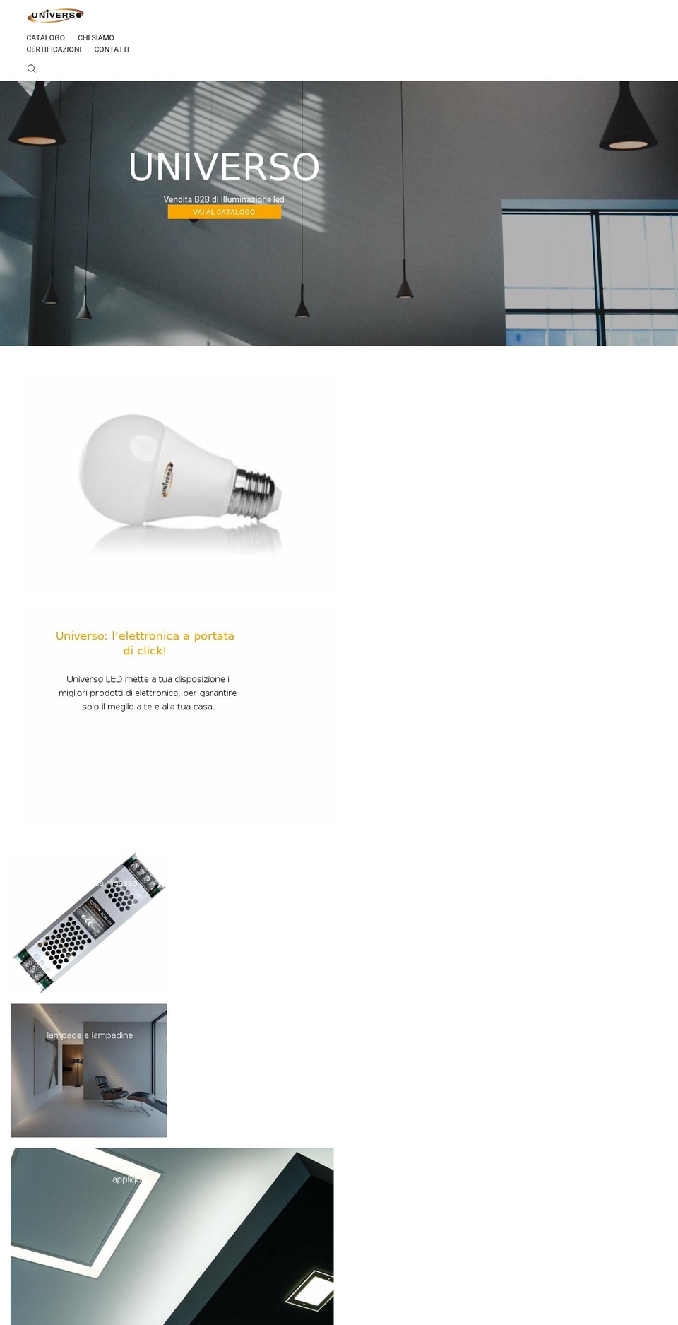 universoilluminazione.it shopify website screenshot