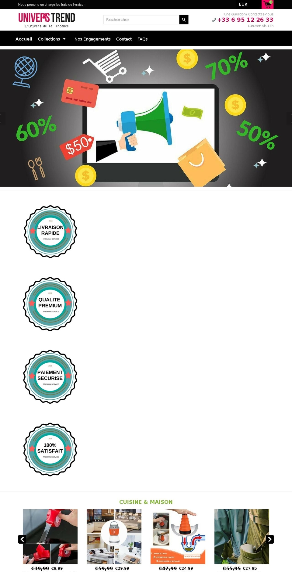 universtrend.com shopify website screenshot