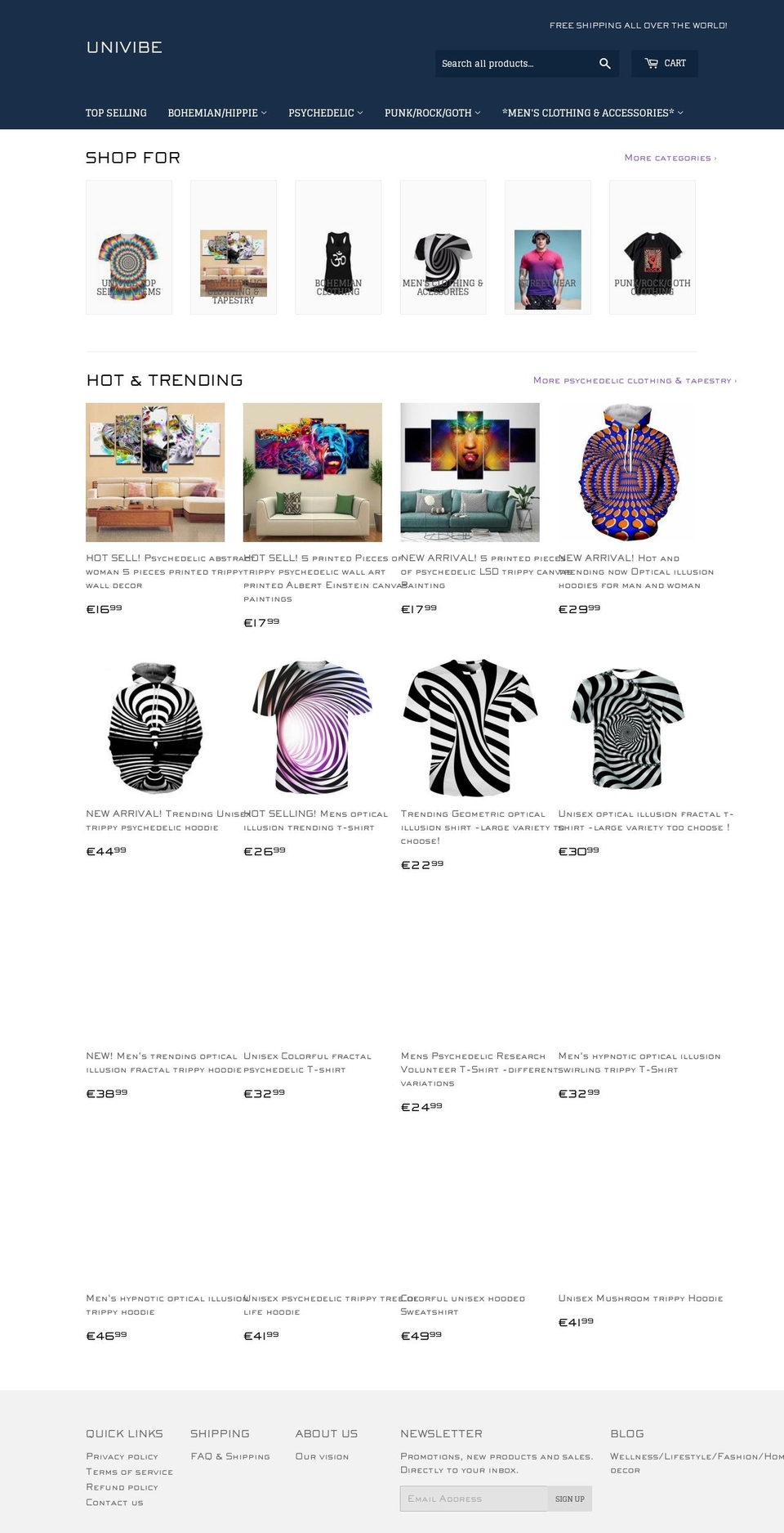 univibe.net shopify website screenshot