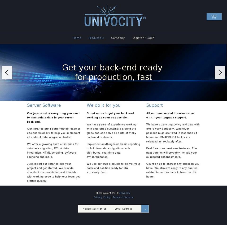 univocitysoftware.com — Shopify storefront screenshot