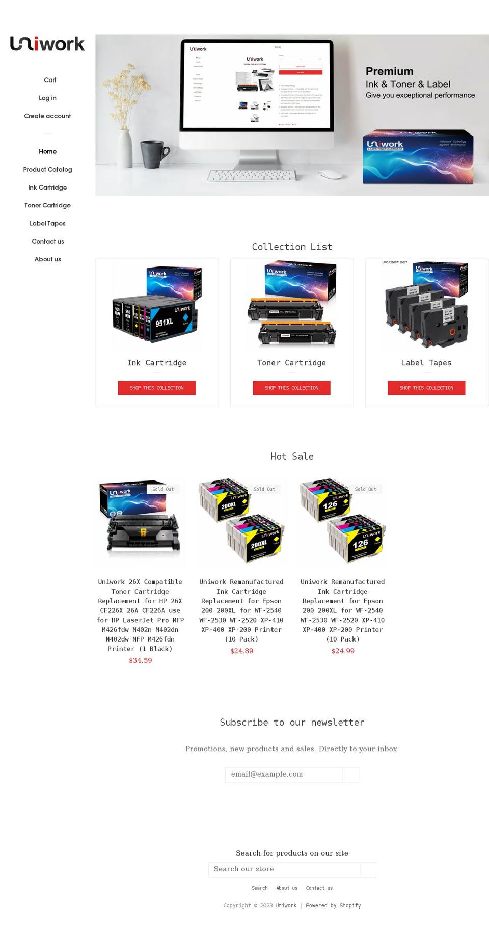 uniworkstore.com shopify website screenshot
