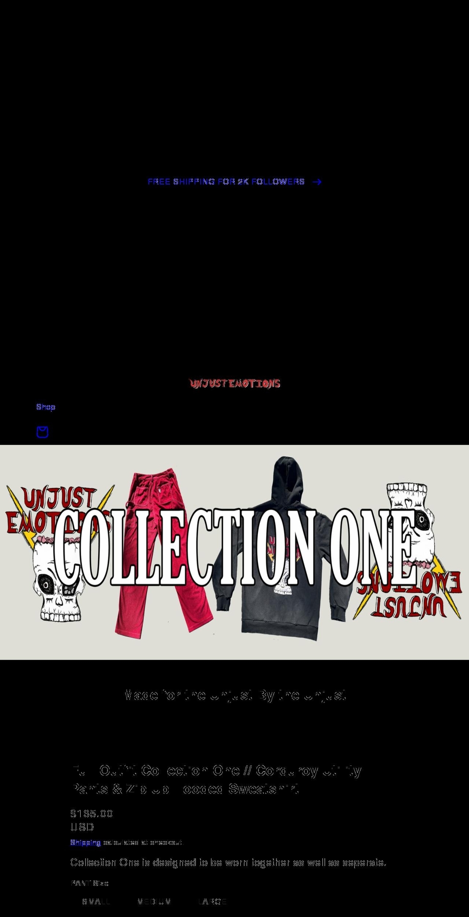 unjustemotions.com shopify website screenshot