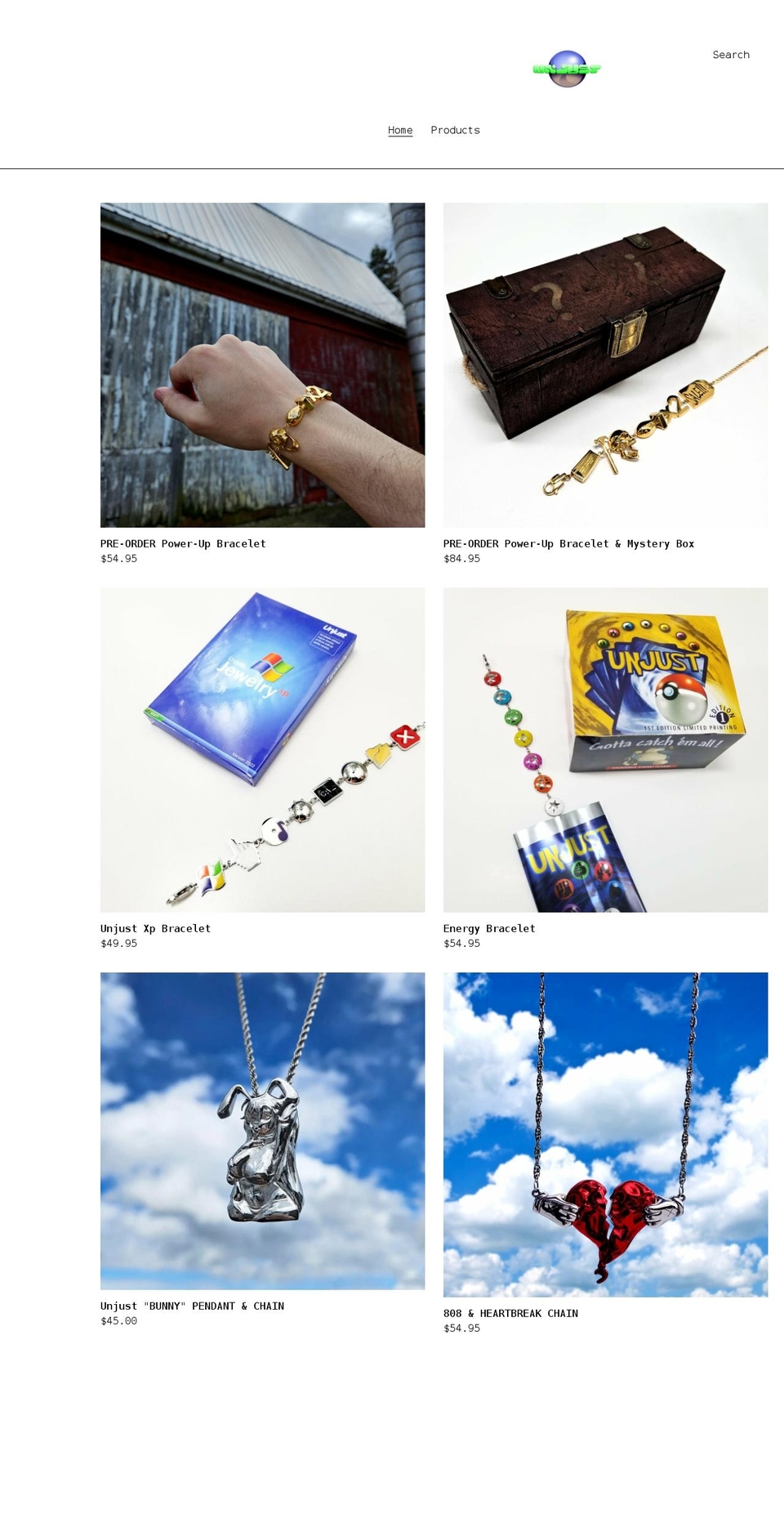unjustjewelry.com shopify website screenshot