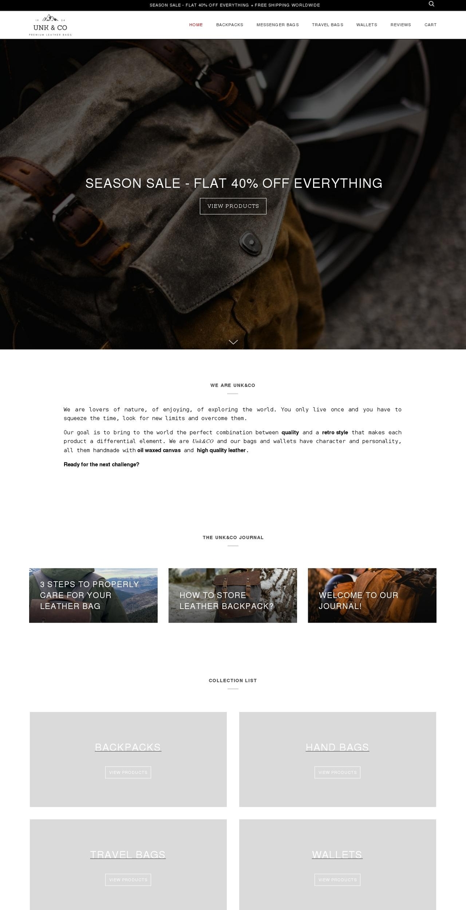 unkandco.com — Shopify storefront screenshot