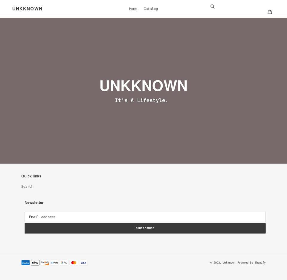 unkknown.com shopify website screenshot
