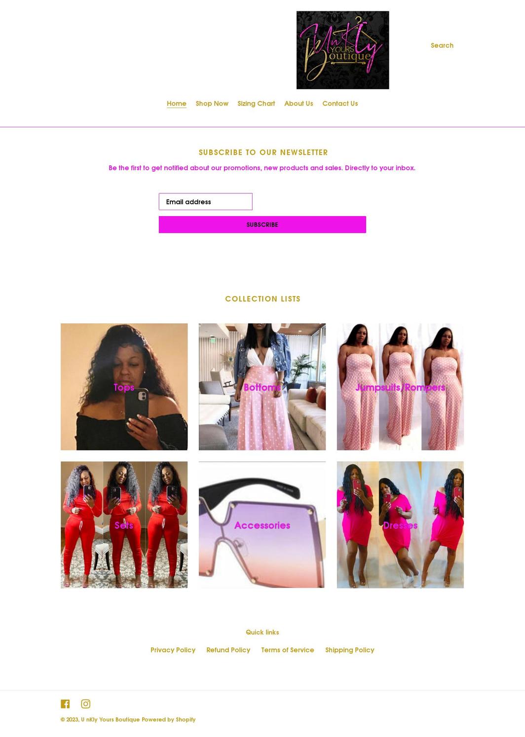 unklyyours.com shopify website screenshot