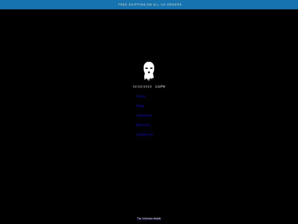 unknownclothing.co.uk shopify website screenshot