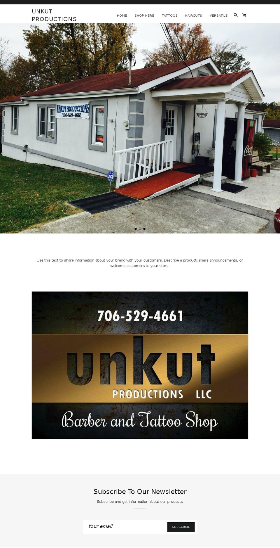 unkutproductions.online shopify website screenshot