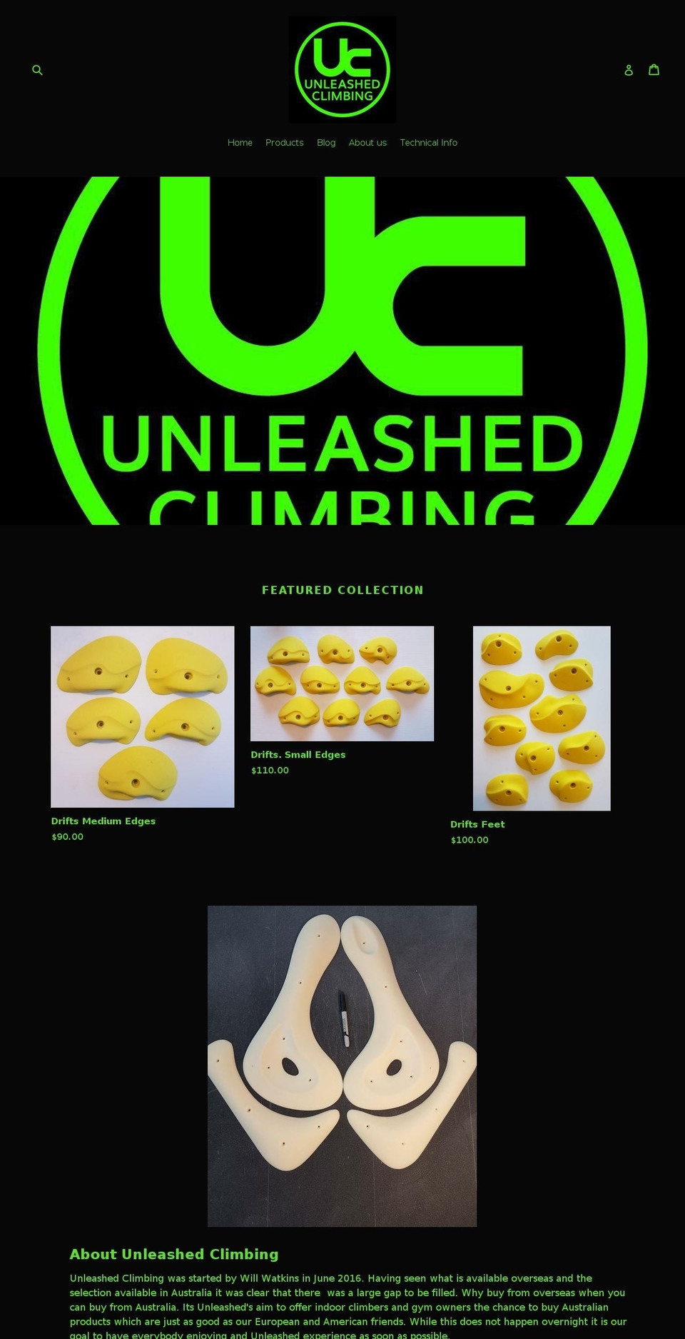 unleashedclimbing.com.au shopify website screenshot