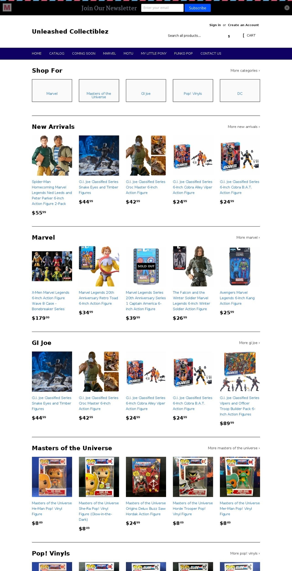 unleashedcollectiblez.com shopify website screenshot
