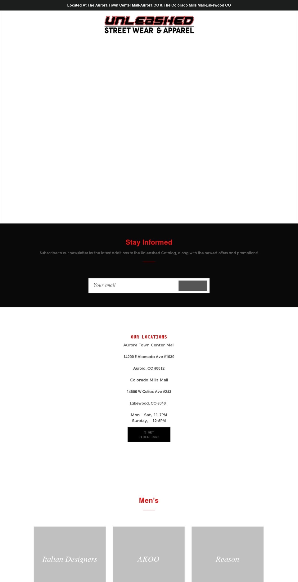 unleashedstreetwear.com shopify website screenshot