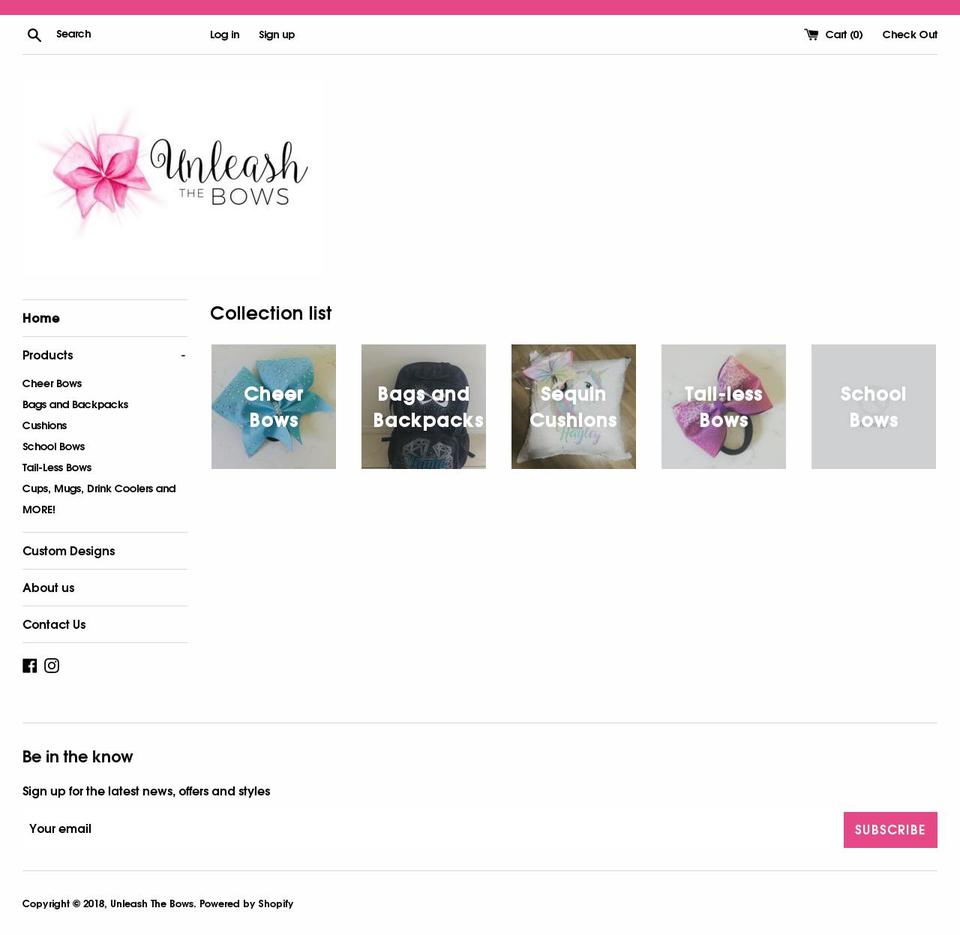 unleashthebows.com shopify website screenshot