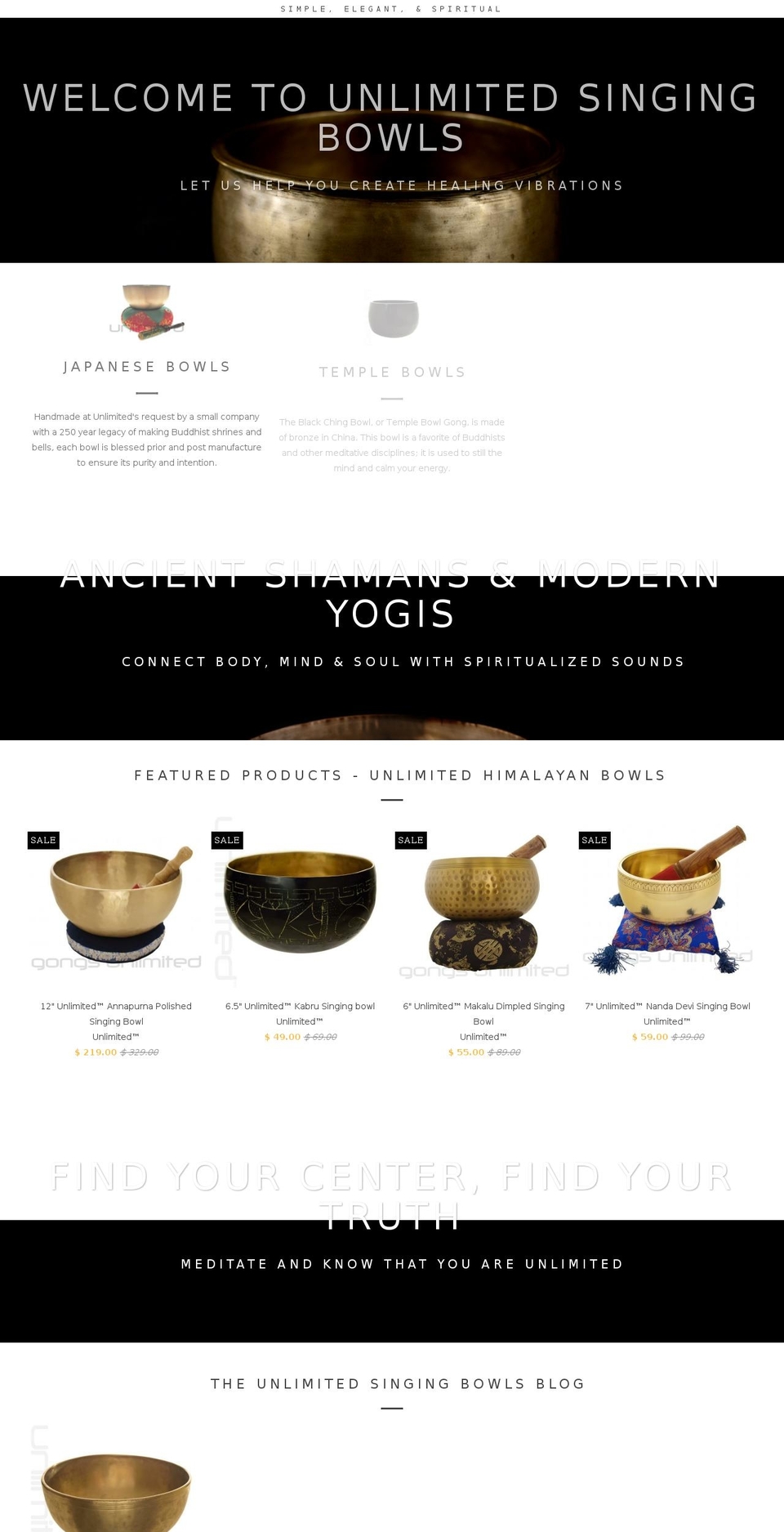 unlimited-singingbowls.com shopify website screenshot