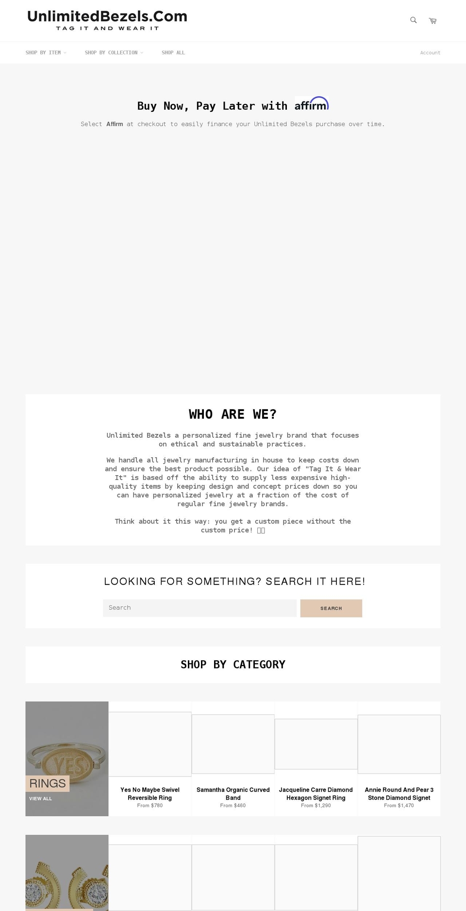 unlimitedbezels.com shopify website screenshot