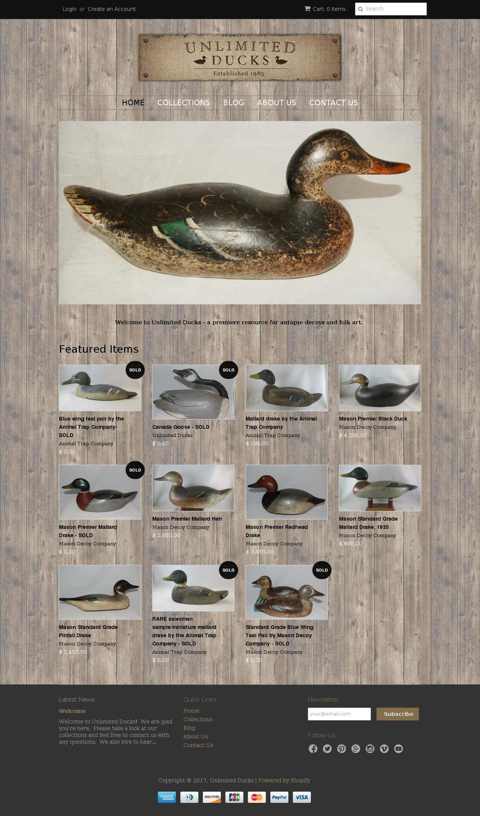 unlimitedducks.com shopify website screenshot