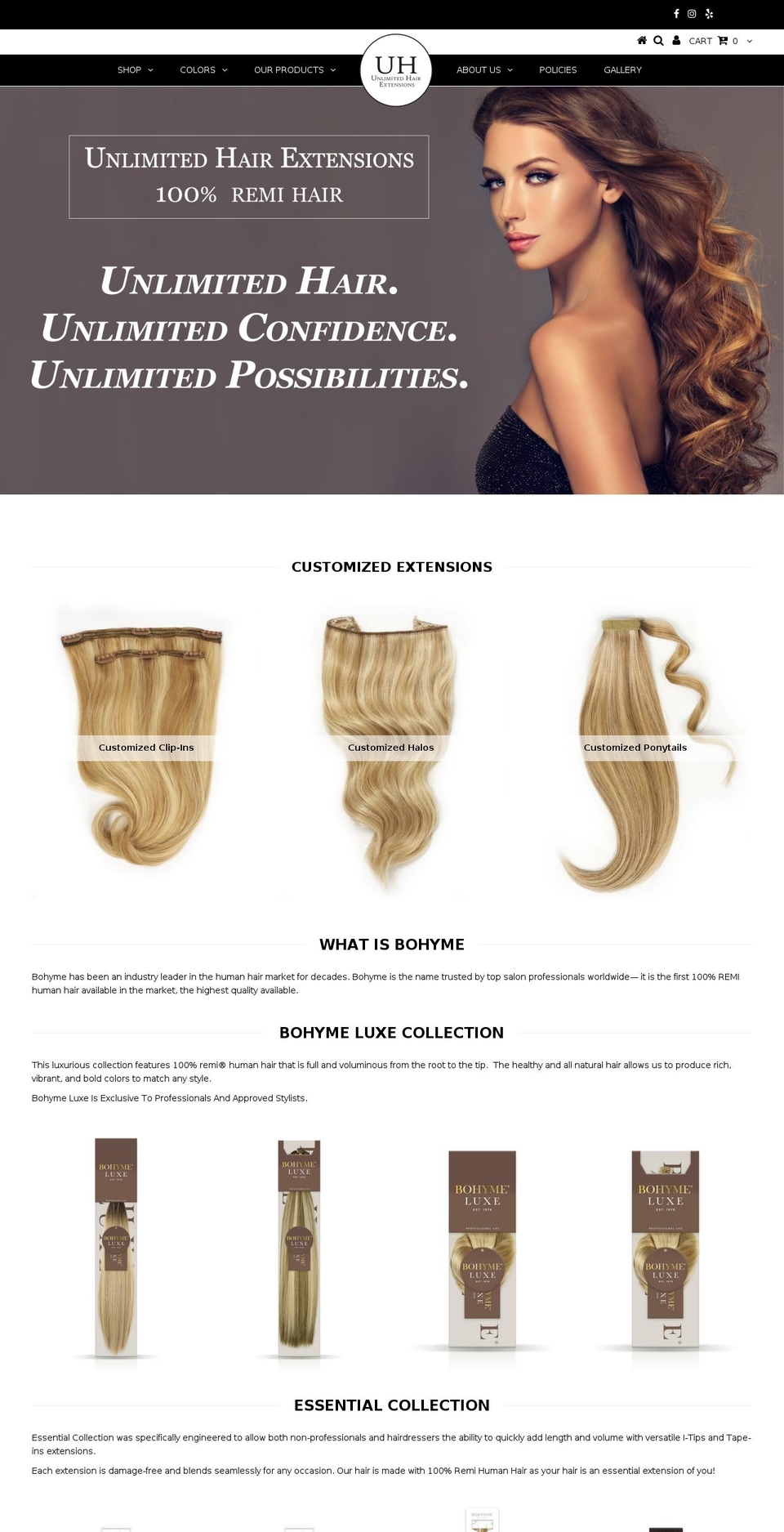 unlimitedextensions.com shopify website screenshot