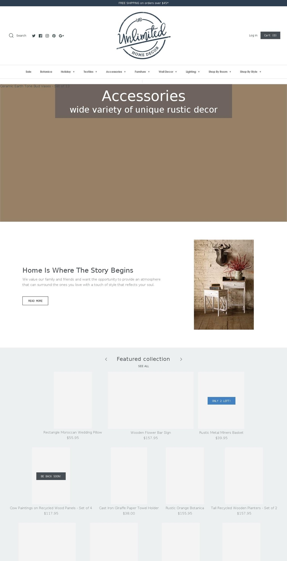 unlimitedhomedecor.com shopify website screenshot
