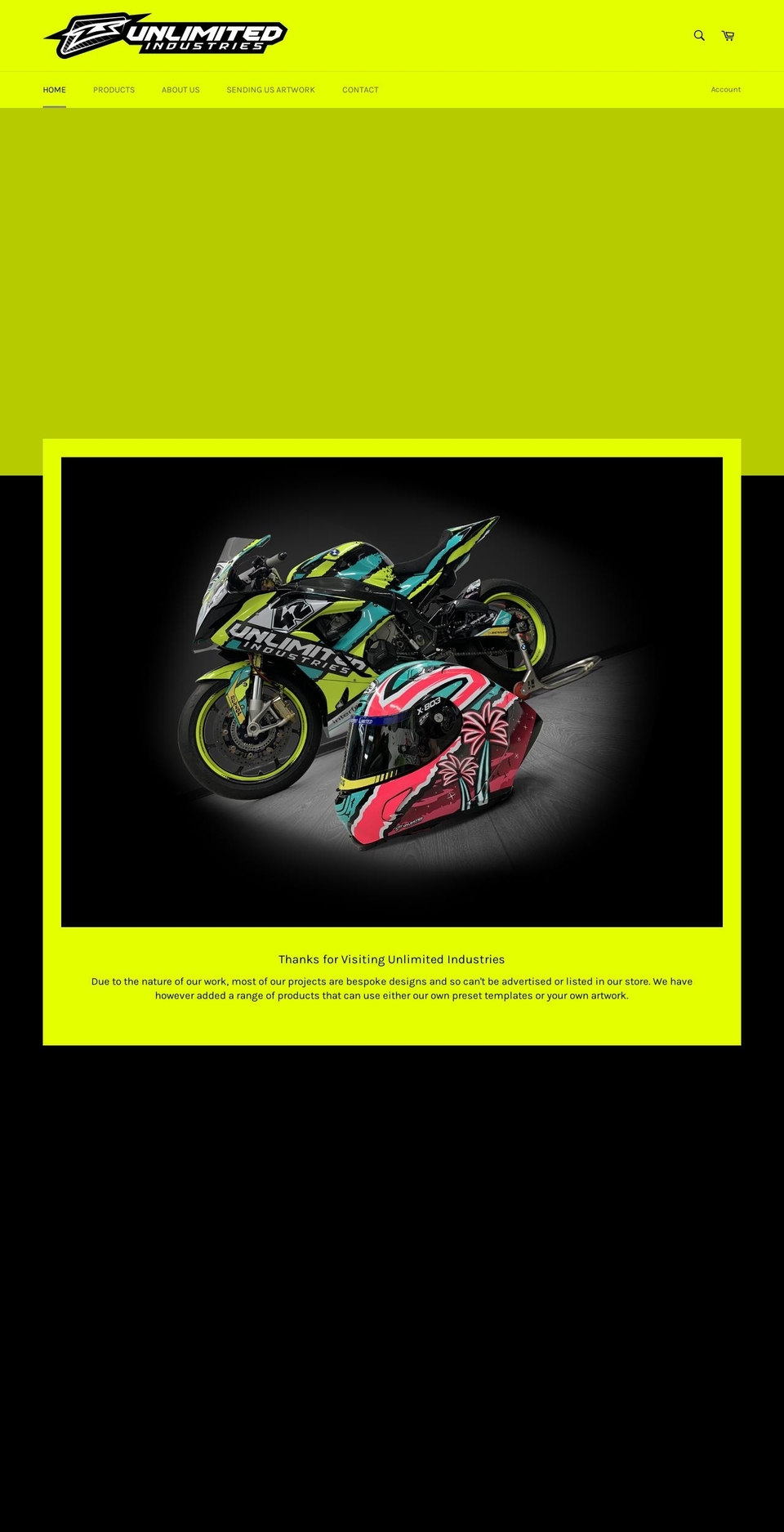 unlimitedindustries.co.uk shopify website screenshot