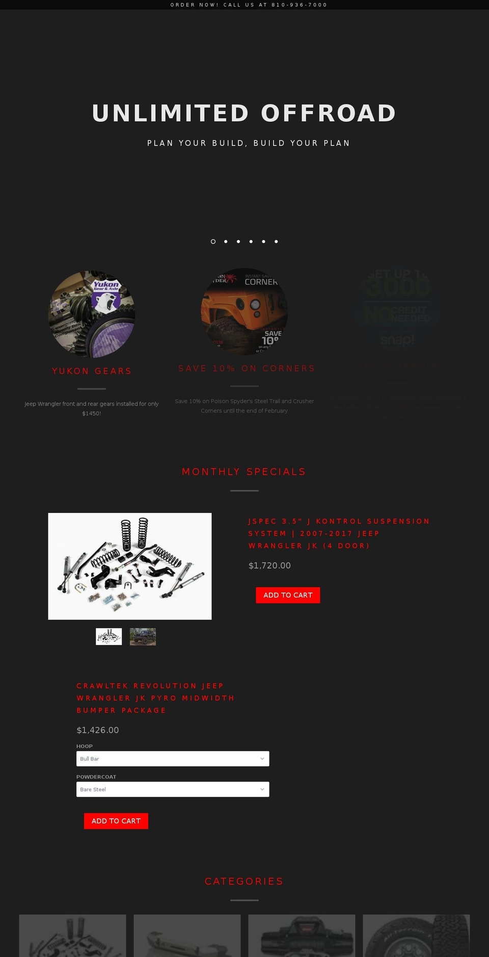 unlimitedoffroadcenters.com — Shopify storefront screenshot