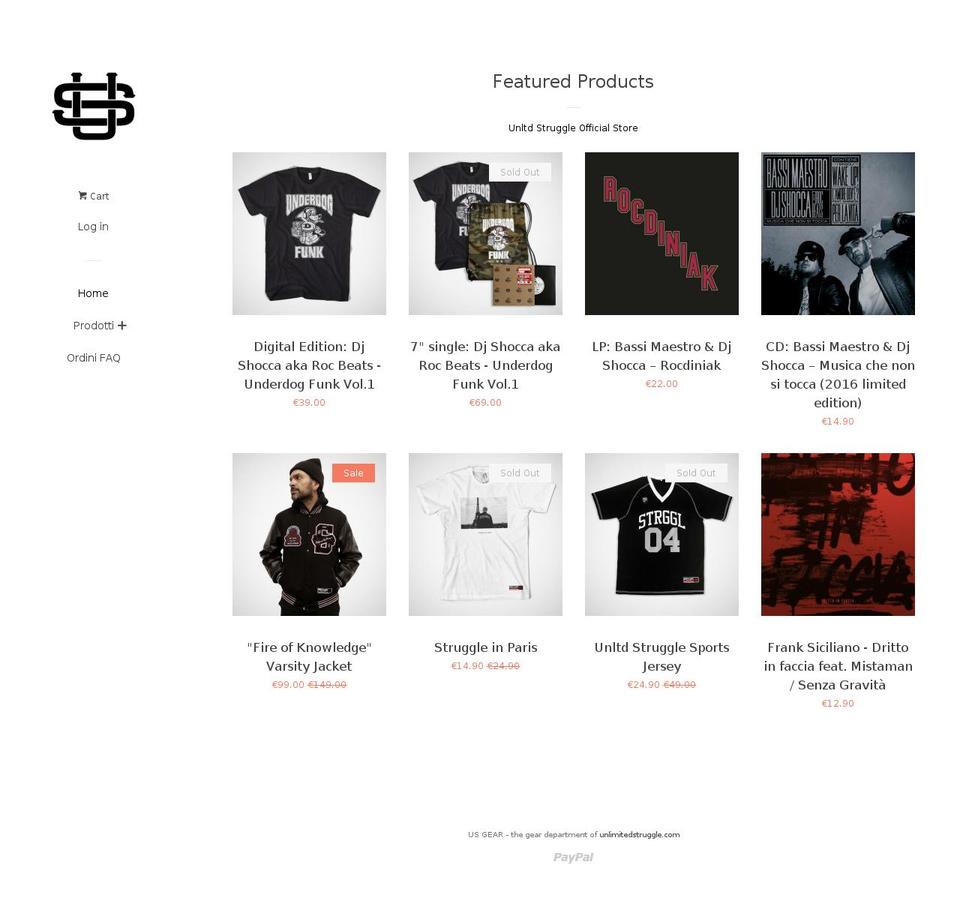 unlimitedstrugglegear.com — Shopify storefront screenshot