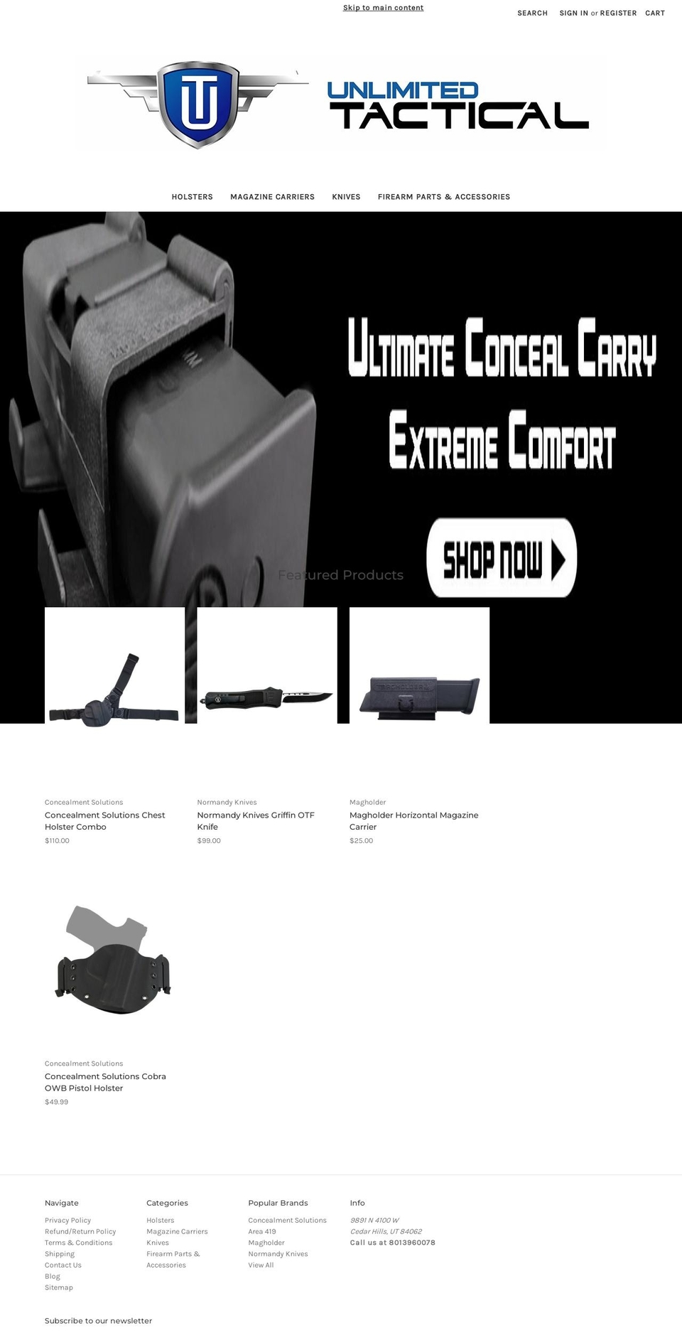 unlimitedtactical.com shopify website screenshot